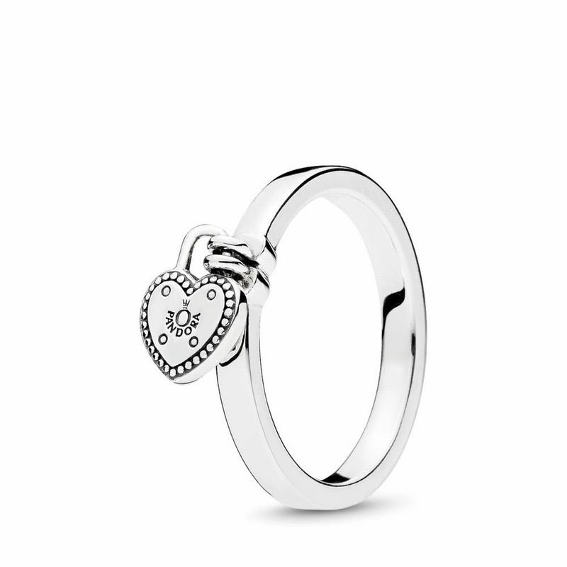 Pandora Heart-Shaped Padlock Stackable Ring NZ, Sterling Silver (075861-PTS)